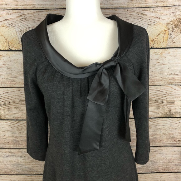 Milly New York Gray Wool Blend Dress w/ Bow Detail - Picture 3 of 8